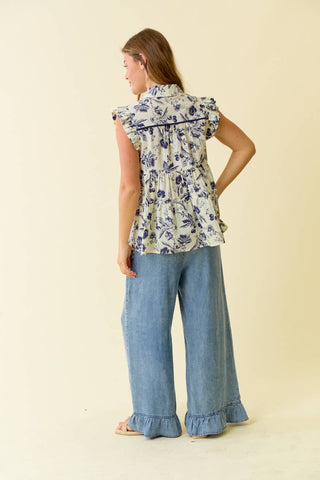 Ruffle Bottom Wide Leg Pants-Wide Leg Pants-Doe and Rae-Stuffology - Where Vintage Meets Modern, A Boutique for Real Women in Crosbyton, TX