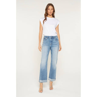 Mica High Rise Straight Leg Cuffed Jeans-Jeans-Mica Denim-Stuffology - Where Vintage Meets Modern, A Boutique for Real Women in Crosbyton, TX