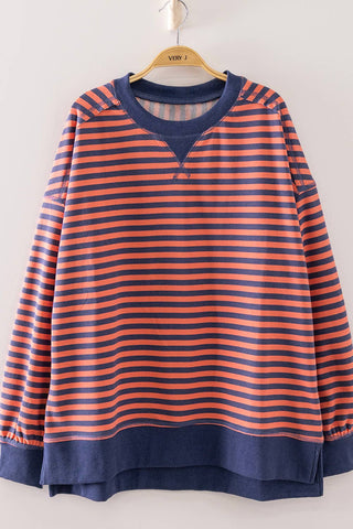 Stripe Comfy Casual Oversized Knit Top-Oversized Top-VERY J-Stuffology - Where Vintage Meets Modern, A Boutique for Real Women in Crosbyton, TX