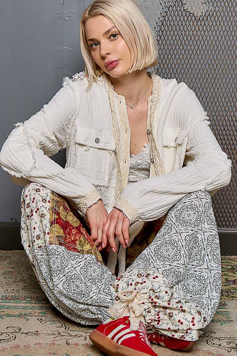 Vintage Wash Double Gauze Hoodie Jacket-Hoodie-Pol Clothing-Stuffology - Where Vintage Meets Modern, A Boutique for Real Women in Crosbyton, TX