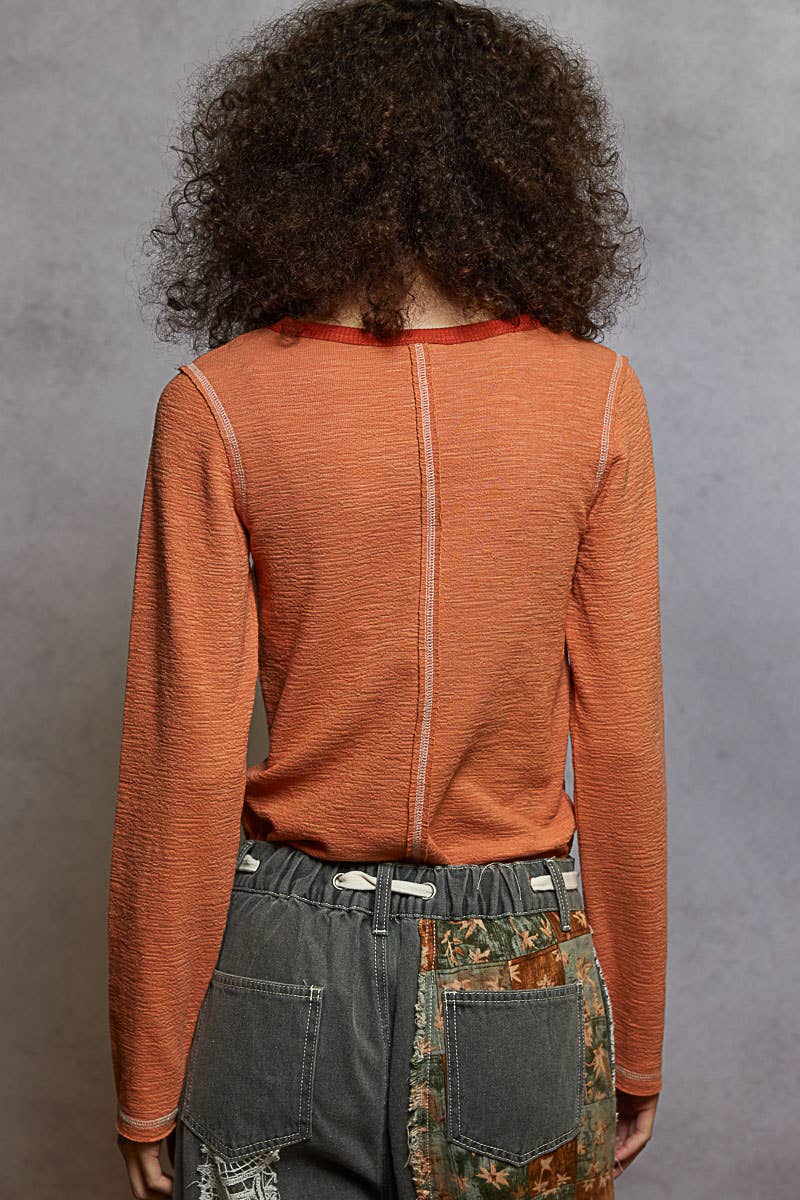 POL Clothing - Long Sleeve Knit Top with Stud Details-Pol Clothing-Stuffology - Where Vintage Meets Modern, A Boutique for Real Women in Crosbyton, TX