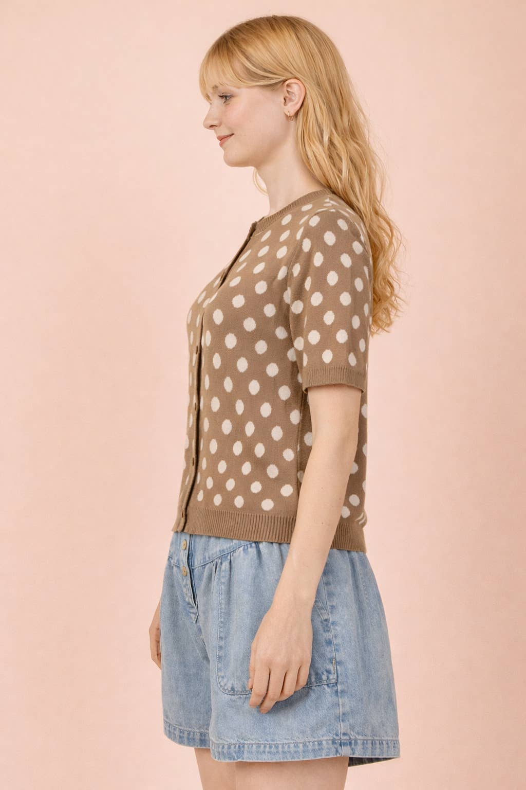 Polka Dot Button Down Knit Sweater Cardigan-Sweater Cardigan-VERY J-Stuffology - Where Vintage Meets Modern, A Boutique for Real Women in Crosbyton, TX
