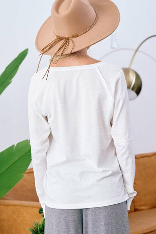 Notched V-Neck Knit Top-TOP-Doe and Rae-Stuffology - Where Vintage Meets Modern, A Boutique for Real Women in Crosbyton, TX