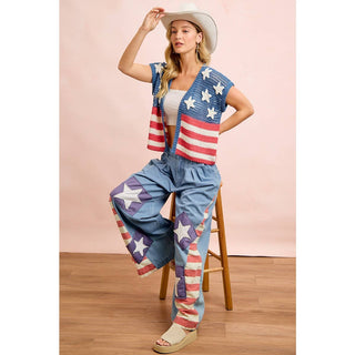 American Flag Short Sleeve Cardigan-Cardigan-BiBi-Stuffology - Where Vintage Meets Modern, A Boutique for Real Women in Crosbyton, TX