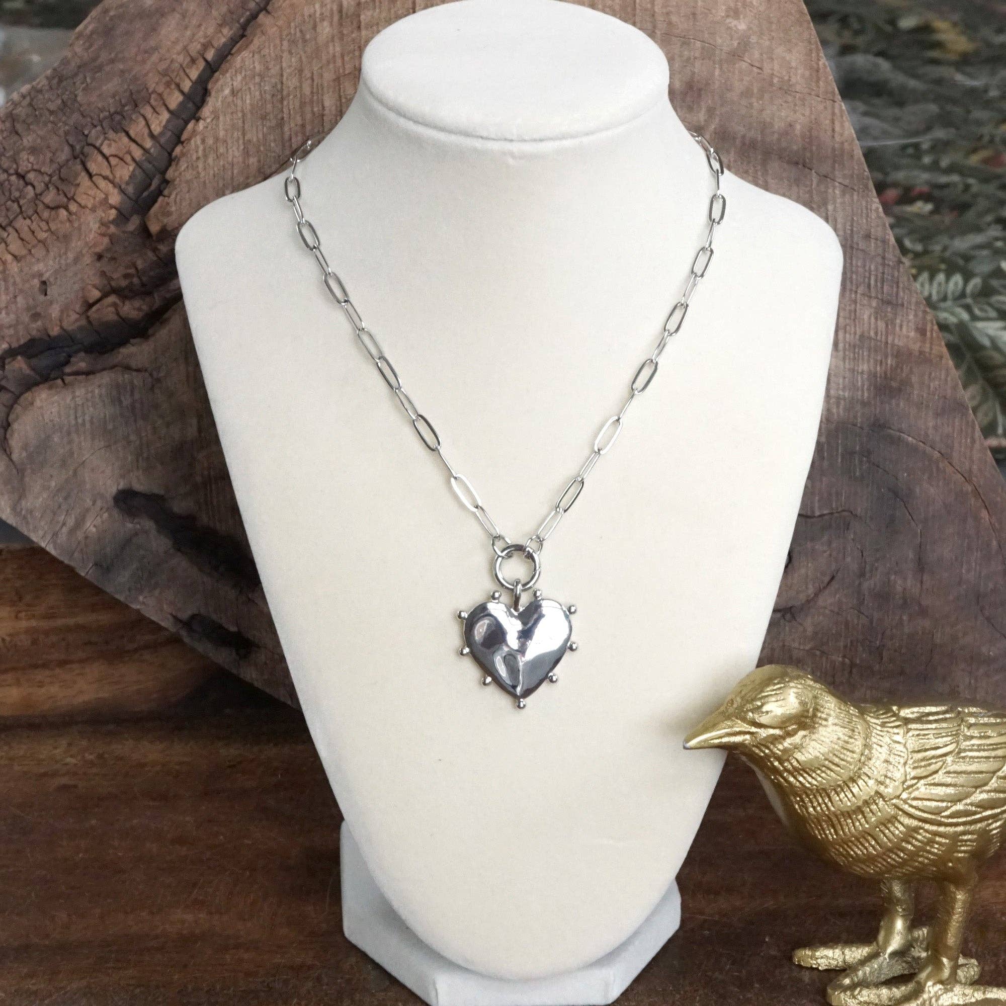 Modern Spiky Heart Paperclip Necklace - Gold Tone-necklace-PennyLine inc-Stuffology - Where Vintage Meets Modern, A Boutique for Real Women in Crosbyton, TX
