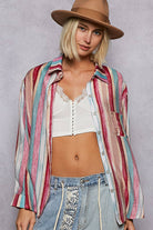 Long sleeve pocket detail printed woven shirt top SALE-Pol Clothing-Stuffology - Where Vintage Meets Modern, A Boutique for Real Women in Crosbyton, TX