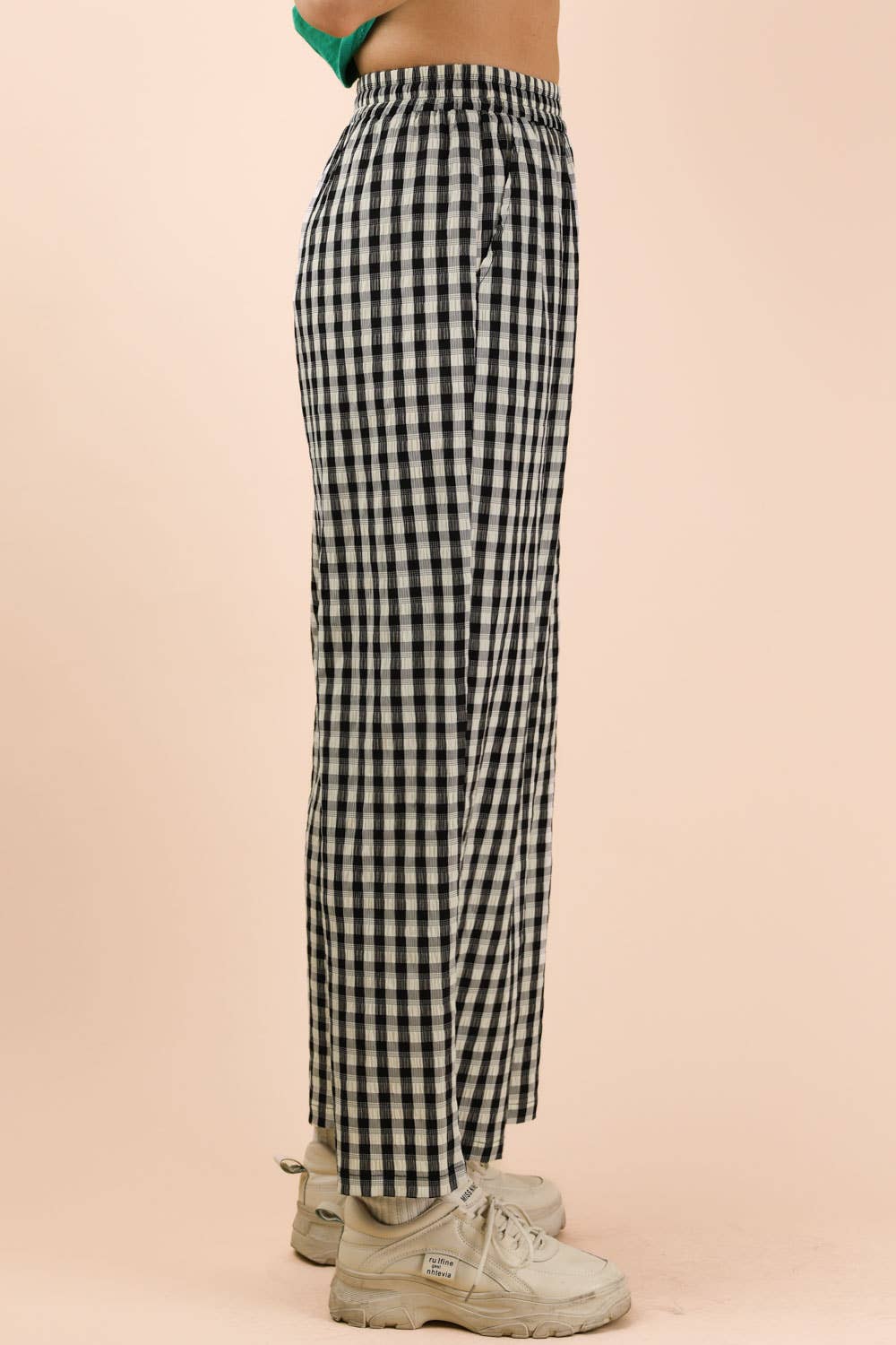 Elastic Waist Checkered Casual Pants-Pants-VERY J-Stuffology - Where Vintage Meets Modern, A Boutique for Real Women in Crosbyton, TX