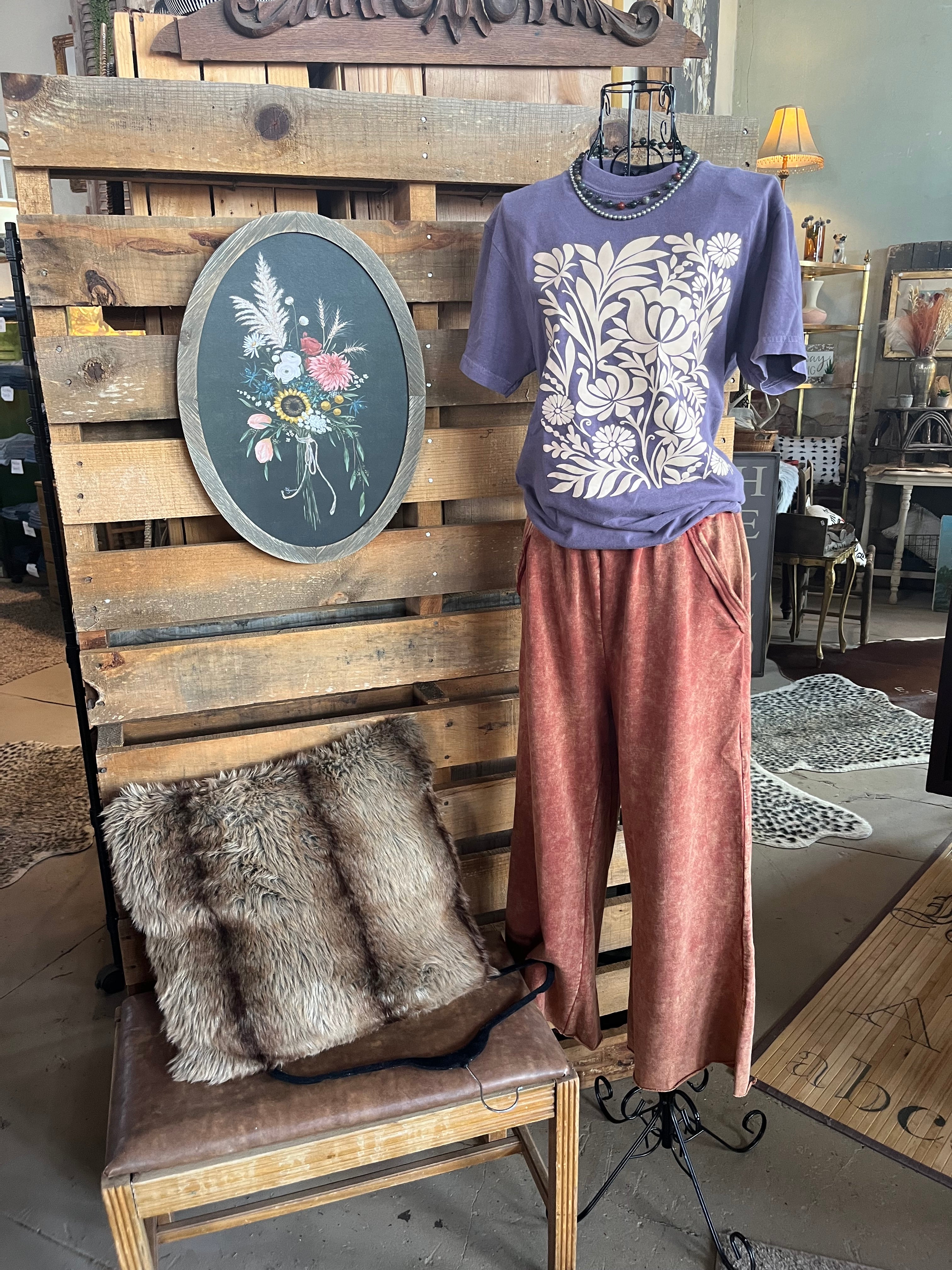 WASHED FRENCH TERRY PALAZZO WITH POCKETS / STUFFOLOGY BOUTIQUE-Pants-Zenana-Stuffology - Where Vintage Meets Modern, A Boutique for Real Women in Crosbyton, TX