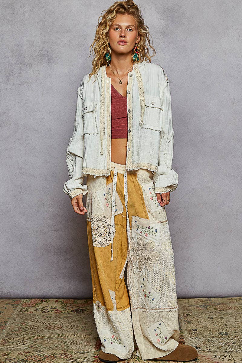 Vintage Wash Double Gauze Hoodie Jacket-Hoodie-Pol Clothing-Stuffology - Where Vintage Meets Modern, A Boutique for Real Women in Crosbyton, TX