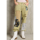 Embroidered Patchwork detail Jogger Pants/Stuffology Boutique-Pants-Pol Clothing-Stuffology - Where Vintage Meets Modern, A Boutique for Real Women in Crosbyton, TX