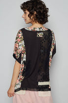 POL Clothing Round Neck Short Sleeve Floral Knit Rib Top-Loose Fit Top-Pol Clothing-Stuffology - Where Vintage Meets Modern, A Boutique for Real Women in Crosbyton, TX