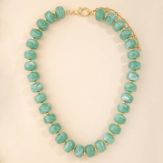 Marbled Chunky Rondelle Bead Statement Necklace-Anarchy Street-Stuffology - Where Vintage Meets Modern, A Boutique for Real Women in Crosbyton, TX