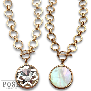 Chunky chain and round pendant necklace-Pink Panache Brands-Stuffology - Where Vintage Meets Modern, A Boutique for Real Women in Crosbyton, TX