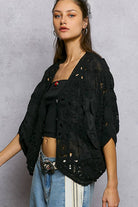 Batwing Sleeve Button Down Solid Crochet Cardigan Top-Pol Clothing-Stuffology - Where Vintage Meets Modern, A Boutique for Real Women in Crosbyton, TX
