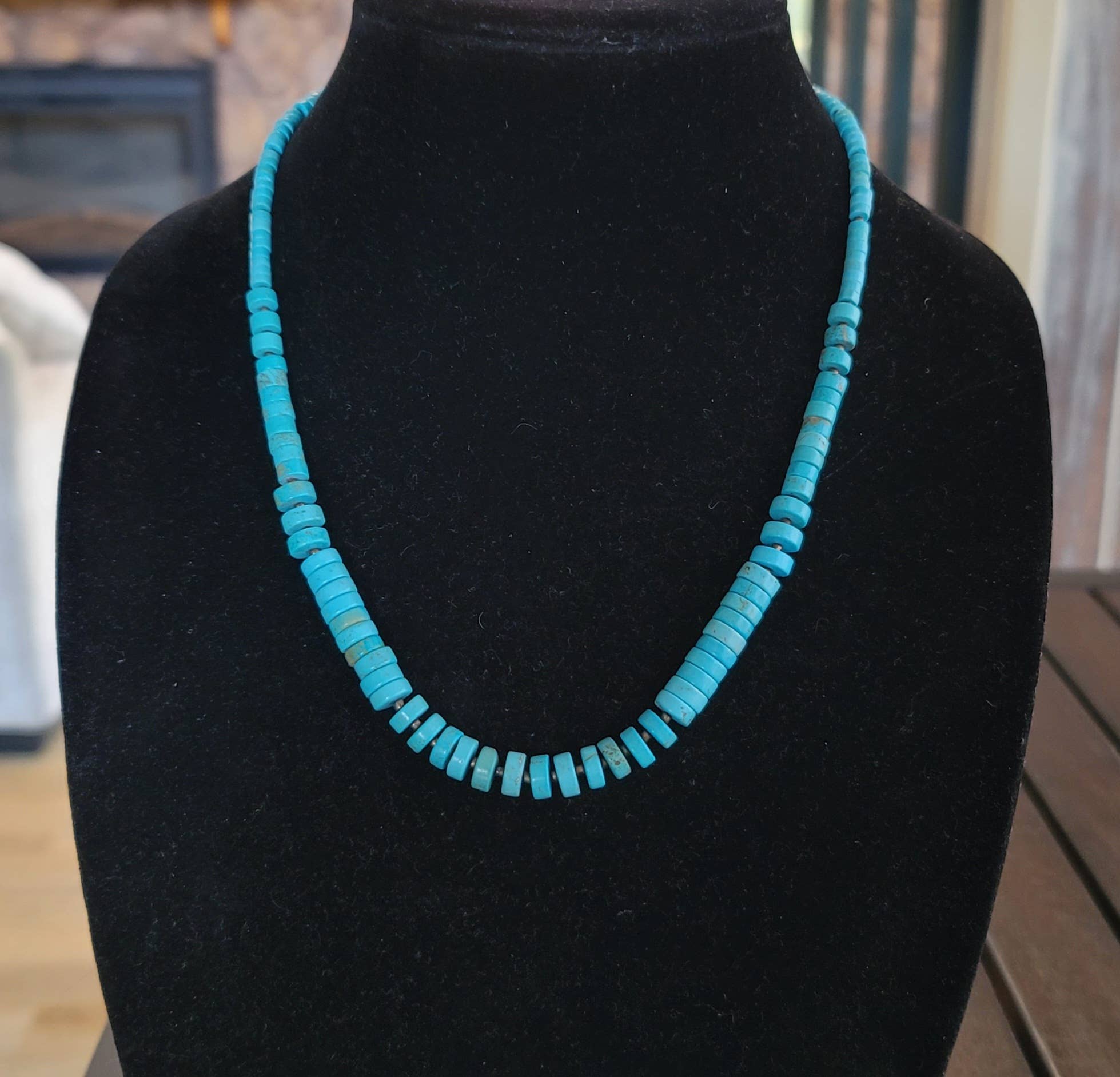 Turquoise Heishi graduated necklace with Seashell Heishi-Horse Spirit Studio-Stuffology - Where Vintage Meets Modern, A Boutique for Real Women in Crosbyton, TX