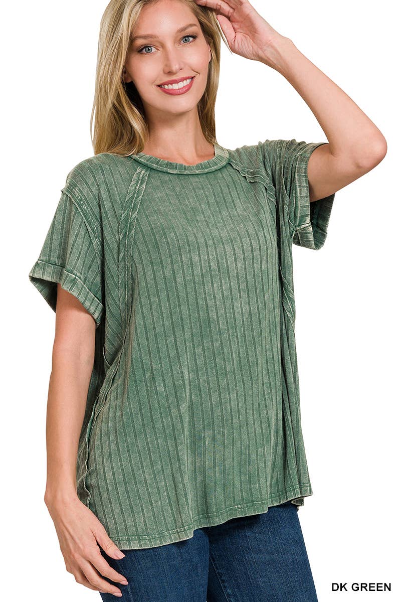 Ribbed Raglan Dolman Sleeve Boat Neck Top-Top-Stuffology Boutique-Stuffology - Where Vintage Meets Modern, A Boutique for Real Women in Crosbyton, TX