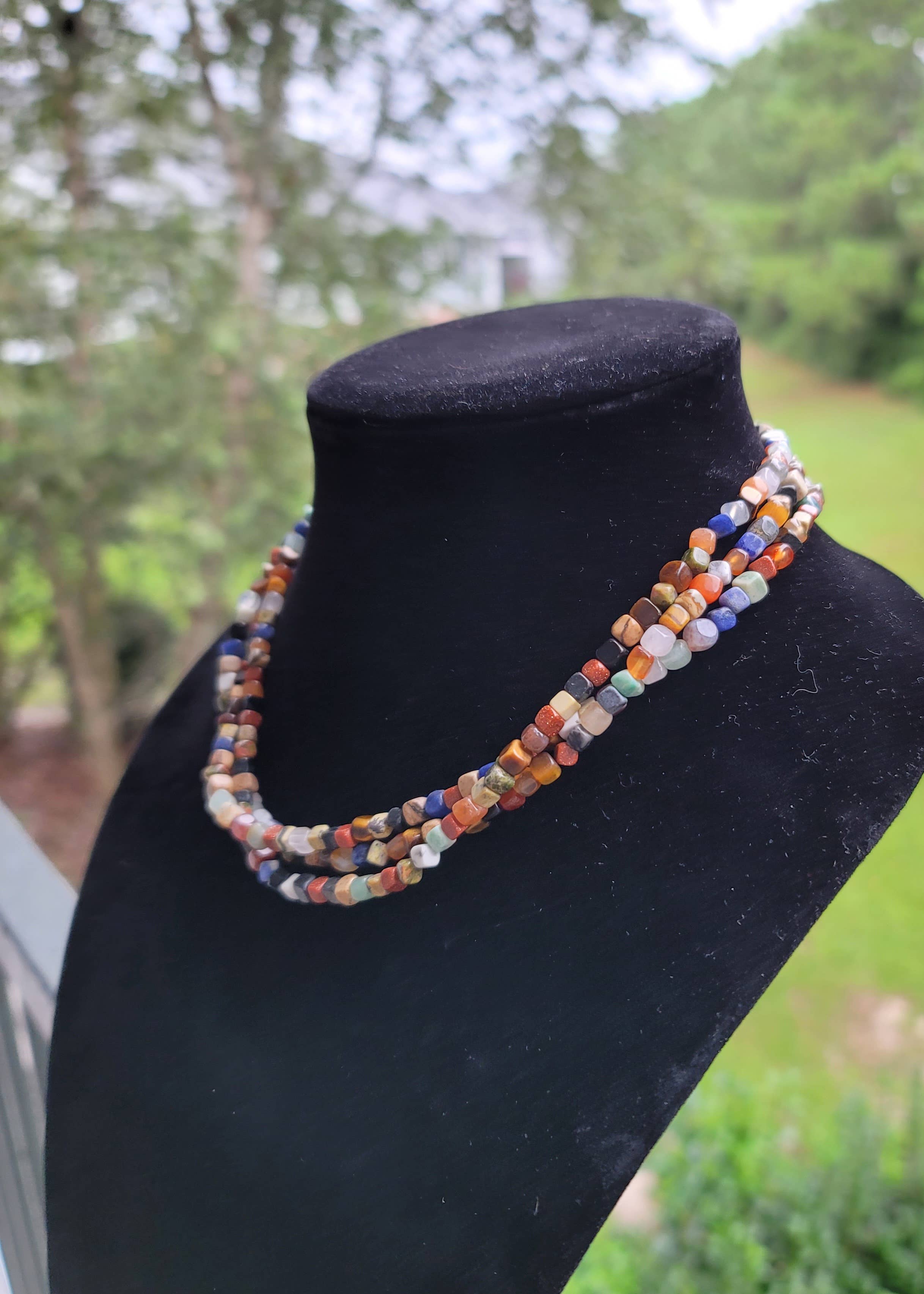 Natural gemstones 3 strand choker Native Southwest handmade-Horse Spirit Studio-Stuffology - Where Vintage Meets Modern, A Boutique for Real Women in Crosbyton, TX