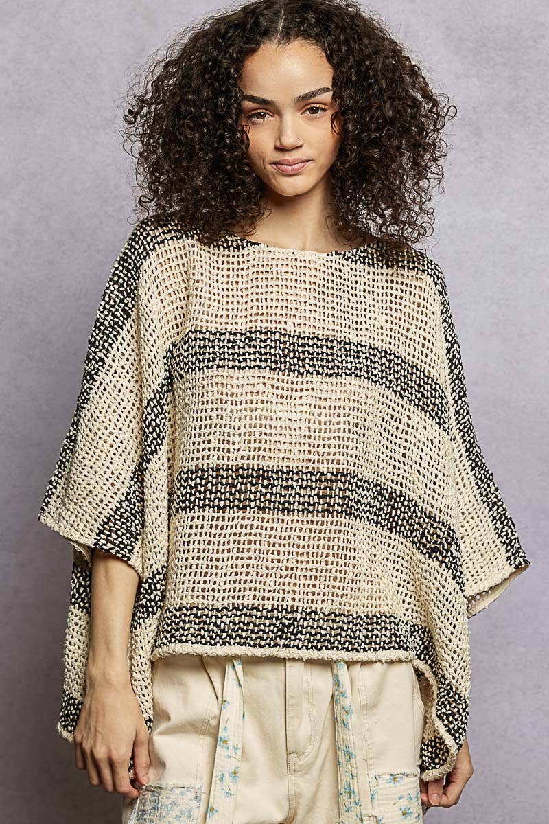 3/4 Sleeve Wide Neck Airy Textured Knit Top-Pol Clothing-Stuffology - Where Vintage Meets Modern, A Boutique for Real Women in Crosbyton, TX