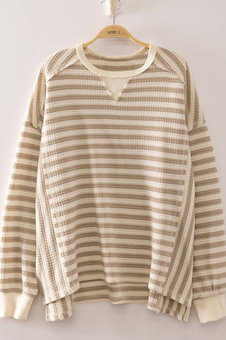 NT12742-Stripe Waffle Top-VERY J-Stuffology - Where Vintage Meets Modern, A Boutique for Real Women in Crosbyton, TX