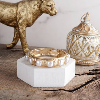 Eternal Glow – Eternity Stretchy Bangle with Cabochons or Pearls-Bracelets-PennyLine inc-Stuffology - Where Vintage Meets Modern, A Boutique for Real Women in Crosbyton, TX