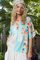 POL Clothing Round Neck Short Sleeve Floral Knit Rib Top-Loose Fit Top-Pol Clothing-Stuffology - Where Vintage Meets Modern, A Boutique for Real Women in Crosbyton, TX