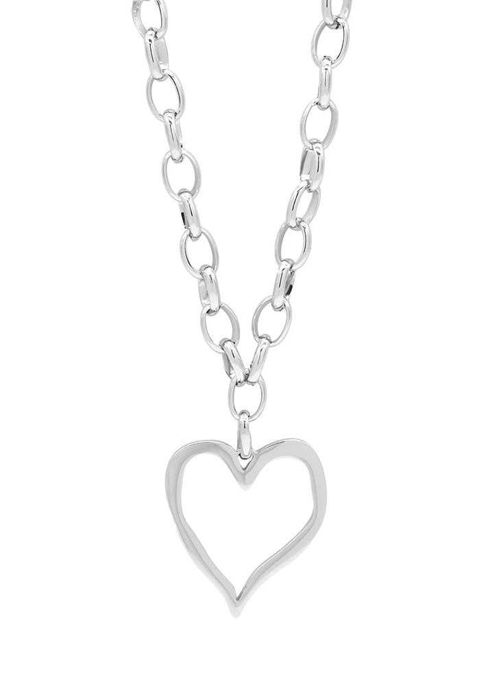Silver Heart Link Necklace-Necklaces-Turquoise Haven-Stuffology - Where Vintage Meets Modern, A Boutique for Real Women in Crosbyton, TX