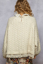 Collar neck double gauze crochet patch solid sweater top - POL Clothing-Sweaters-Pol Clothing-Stuffology - Where Vintage Meets Modern, A Boutique for Real Women in Crosbyton, TX