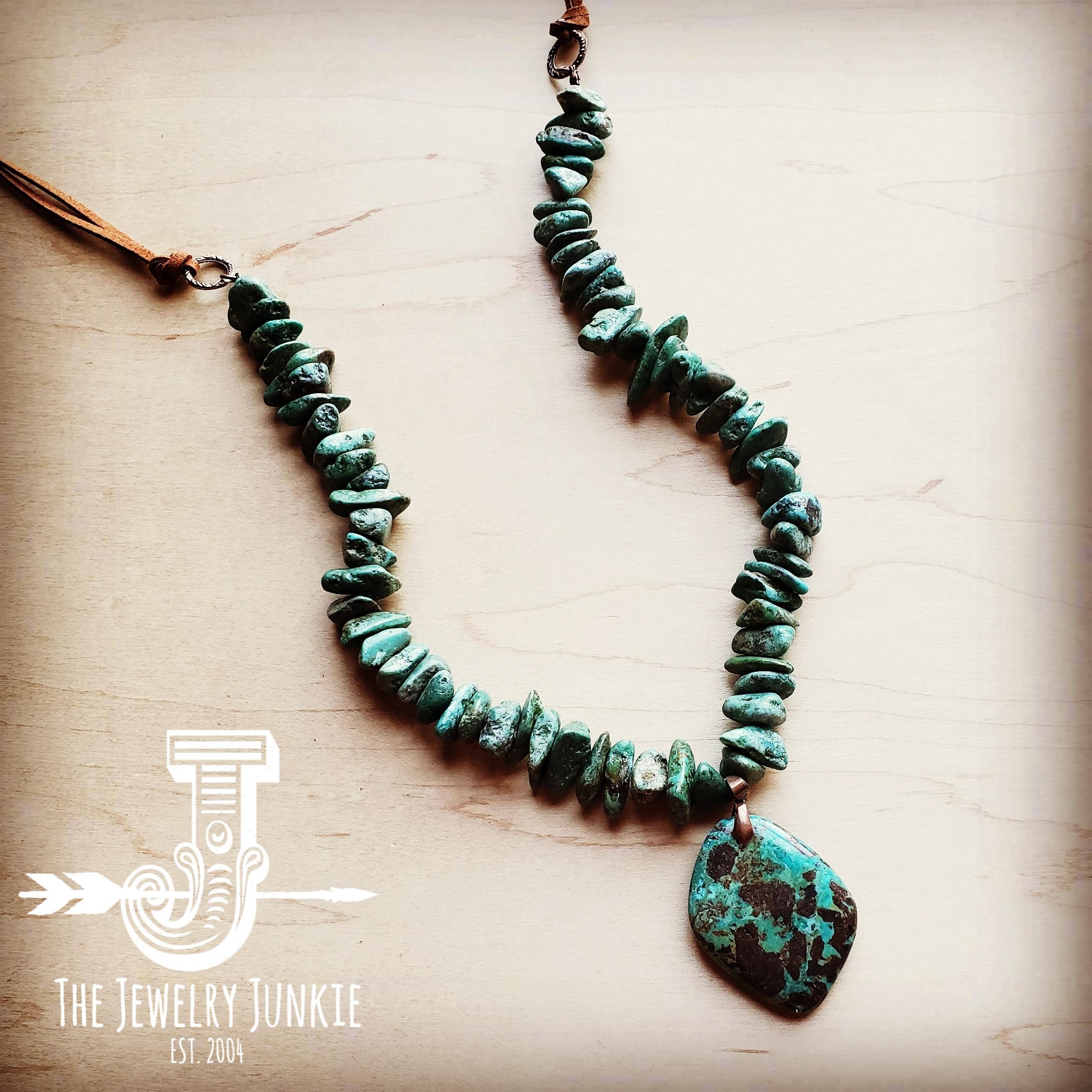 Natural Turquoise Chunky Necklace with Large Natural Pendant /Stuffology Boutique-Necklaces-The Jewelry Junkie-Stuffology - Where Vintage Meets Modern, A Boutique for Real Women in Crosbyton, TX