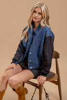 CONTRAST DROP SHOULDER DENIM JACKET-Denim Jacket-Blu Pepper-Stuffology - Where Vintage Meets Modern, A Boutique for Real Women in Crosbyton, TX