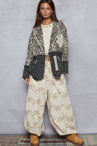 V-neck long sleeve crochet patch printed twill woven jacket-Jackets-Pol Clothing-Stuffology - Where Vintage Meets Modern, A Boutique for Real Women in Crosbyton, TX