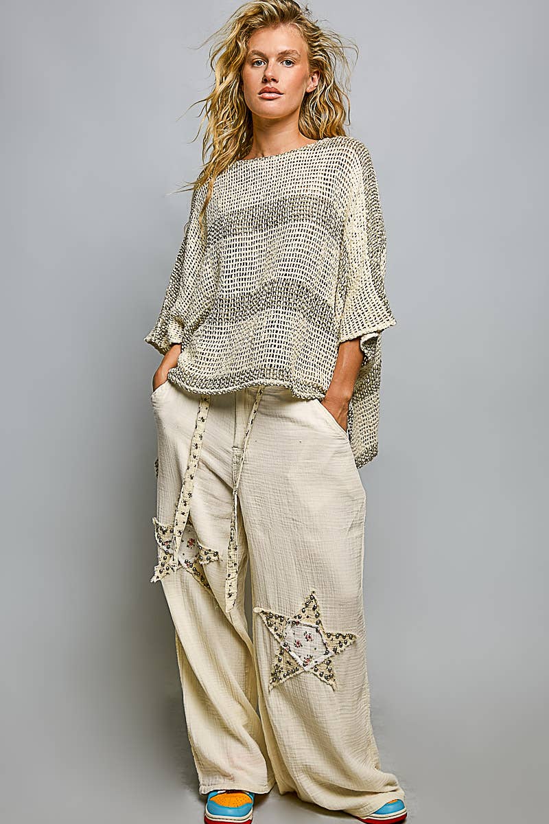 3/4 Sleeve Wide Neck Airy Textured Knit Top-Pol Clothing-Stuffology - Where Vintage Meets Modern, A Boutique for Real Women in Crosbyton, TX