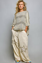 3/4 Sleeve Wide Neck Airy Textured Knit Top-Pol Clothing-Stuffology - Where Vintage Meets Modern, A Boutique for Real Women in Crosbyton, TX