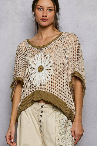 POL Clothing Round Neck Sleeveless Floral Open Crochet Sweater-Tops-Pol Clothing-Stuffology - Where Vintage Meets Modern, A Boutique for Real Women in Crosbyton, TX