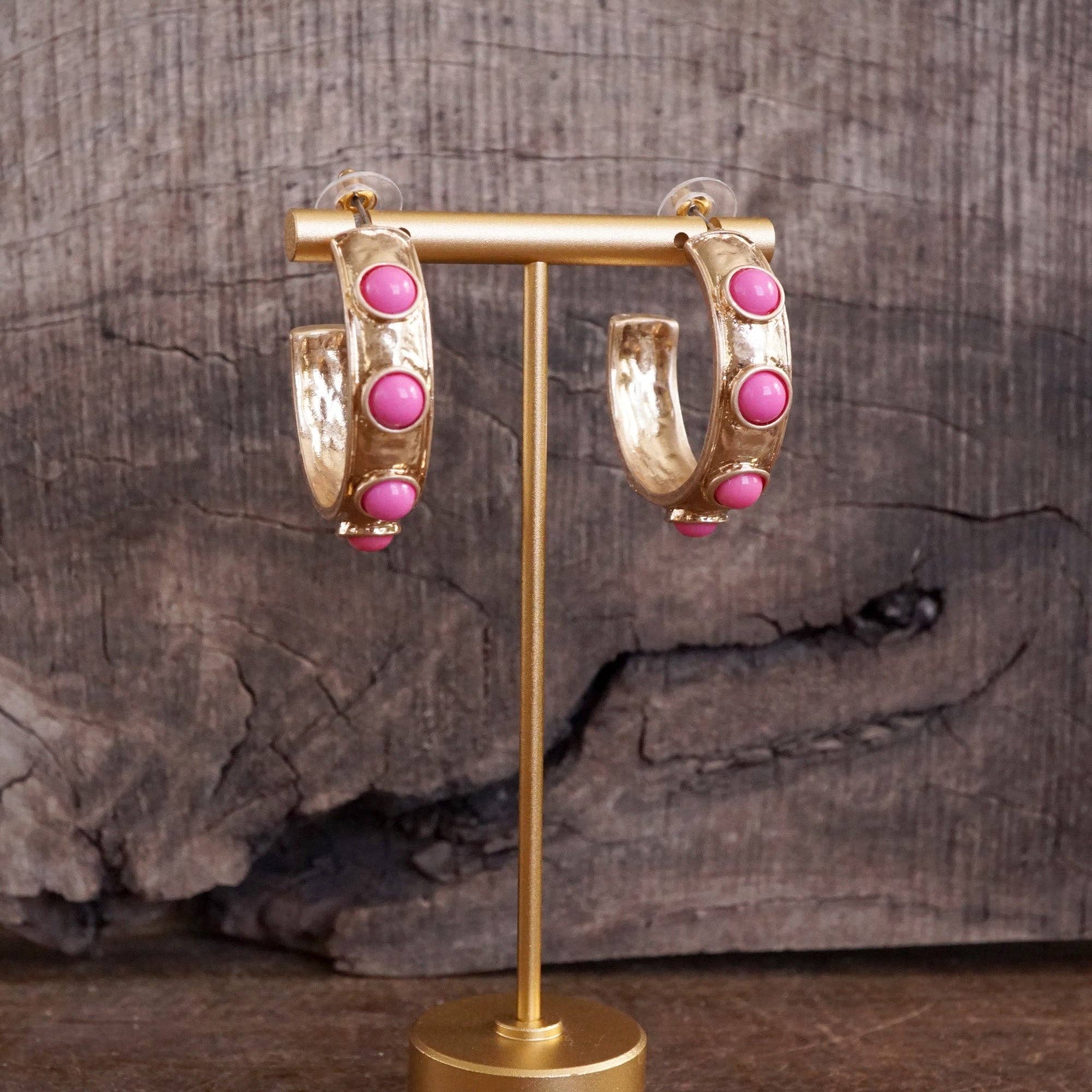 Jeweled Bubble Hoop Earrings – Colorful Acrylic Cabochons-PennyLine inc-Stuffology - Where Vintage Meets Modern, A Boutique for Real Women in Crosbyton, TX