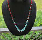 Turquoise red seed bead necklace Native American handmade-Necklaces-Horse Spirit Studio-Stuffology - Where Vintage Meets Modern, A Boutique for Real Women in Crosbyton, TX