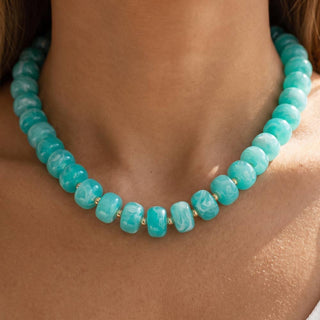 Marbled Chunky Rondelle Bead Statement Necklace-Anarchy Street-Stuffology - Where Vintage Meets Modern, A Boutique for Real Women in Crosbyton, TX