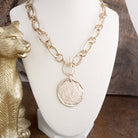 Nomad Glow – Front Toggle Statement Necklace with Hammered Disc-Necklaces-PennyLine inc-Stuffology - Where Vintage Meets Modern, A Boutique for Real Women in Crosbyton, TX