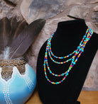 Native American made Turquoise, glass bead necklace-Horse Spirit Studio-Stuffology - Where Vintage Meets Modern, A Boutique for Real Women in Crosbyton, TX
