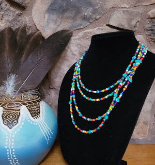 Native American made Turquoise, glass bead necklace-Horse Spirit Studio-Stuffology - Where Vintage Meets Modern, A Boutique for Real Women in Crosbyton, TX