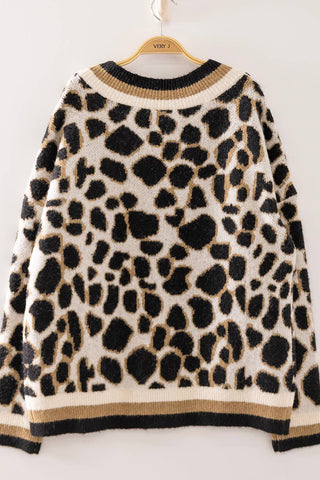 12W3845N-Leopard Print V-Neck Cardigan-VERY J-Stuffology - Where Vintage Meets Modern, A Boutique for Real Women in Crosbyton, TX