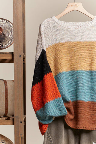 Multi Color Block Oversize Sweater-Sweaters-Mello.-Stuffology - Where Vintage Meets Modern, A Boutique for Real Women in Crosbyton, TX