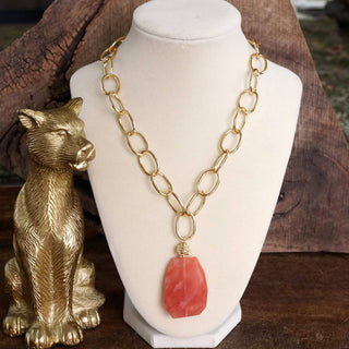 Statement Natural Stone Chain necklace-Necklaces-PennyLine inc-Stuffology - Where Vintage Meets Modern, A Boutique for Real Women in Crosbyton, TX