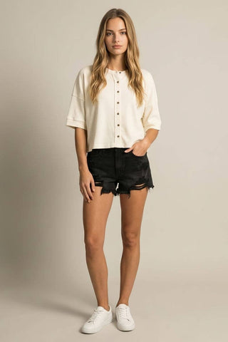 Round Neck Button Down Cardigan-Cardigan-Doe and Rae-Stuffology - Where Vintage Meets Modern, A Boutique for Real Women in Crosbyton, TX