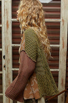 Star pattern raw edge French terry mixed sweater cardigan-Sweater Cardigan-Pol Clothing-Stuffology - Where Vintage Meets Modern, A Boutique for Real Women in Crosbyton, TX
