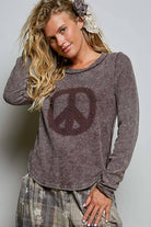 Studded Peace Sign Long Sleeve Thermal Top-Tops-Pol Clothing-Stuffology - Where Vintage Meets Modern, A Boutique for Real Women in Crosbyton, TX