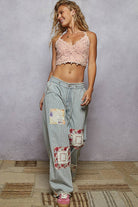 POL Clothing Vintage Striped Patch Pants-Jeans-Pol Clothing-Stuffology - Where Vintage Meets Modern, A Boutique for Real Women in Crosbyton, TX