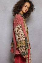 POL Clothing - Long sleeve double gauze patchwork shirred ruffle shirts-Pol Clothing-Stuffology - Where Vintage Meets Modern, A Boutique for Real Women in Crosbyton, TX