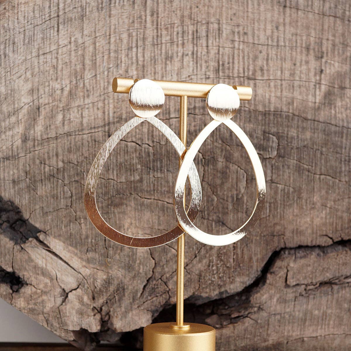 Teardrop Shape Statement Earrings – Gold Tone-PennyLine inc-Stuffology - Where Vintage Meets Modern, A Boutique for Real Women in Crosbyton, TX