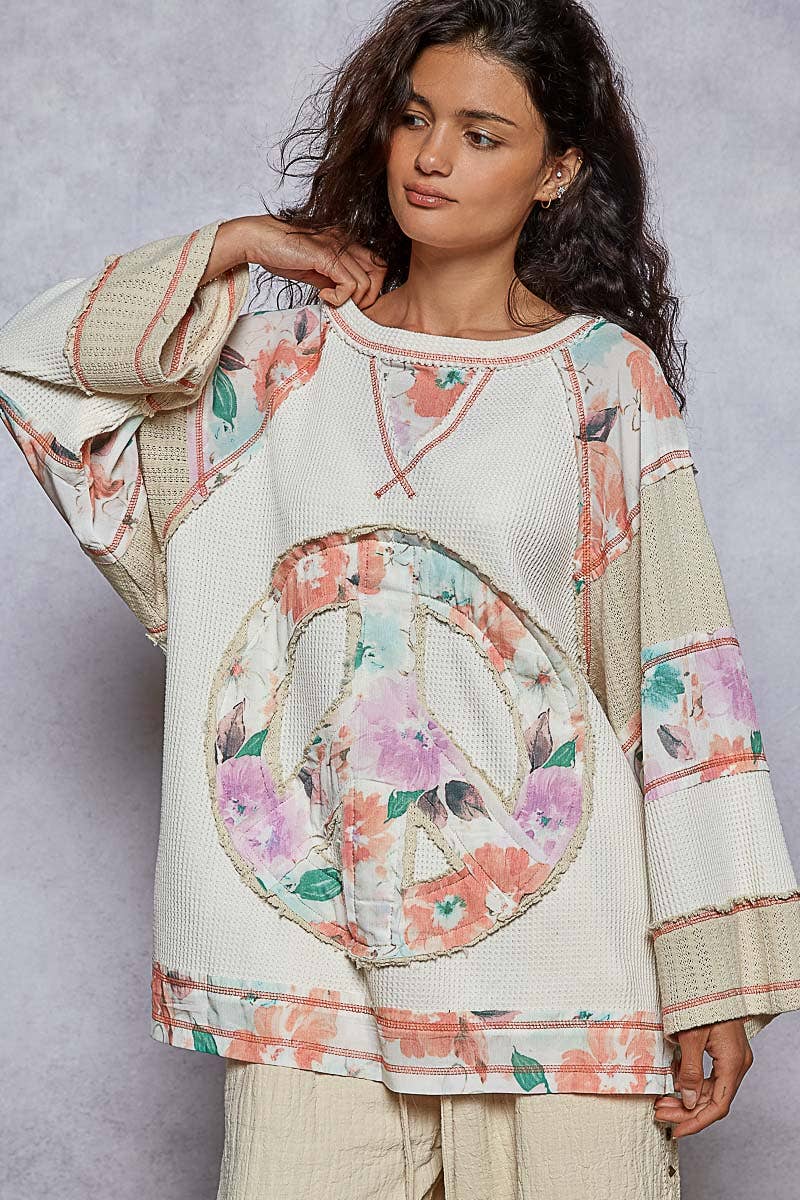 POL Clothing - Peace Sign Top-Pullover Top-Pol Clothing-Stuffology - Where Vintage Meets Modern, A Boutique for Real Women in Crosbyton, TX