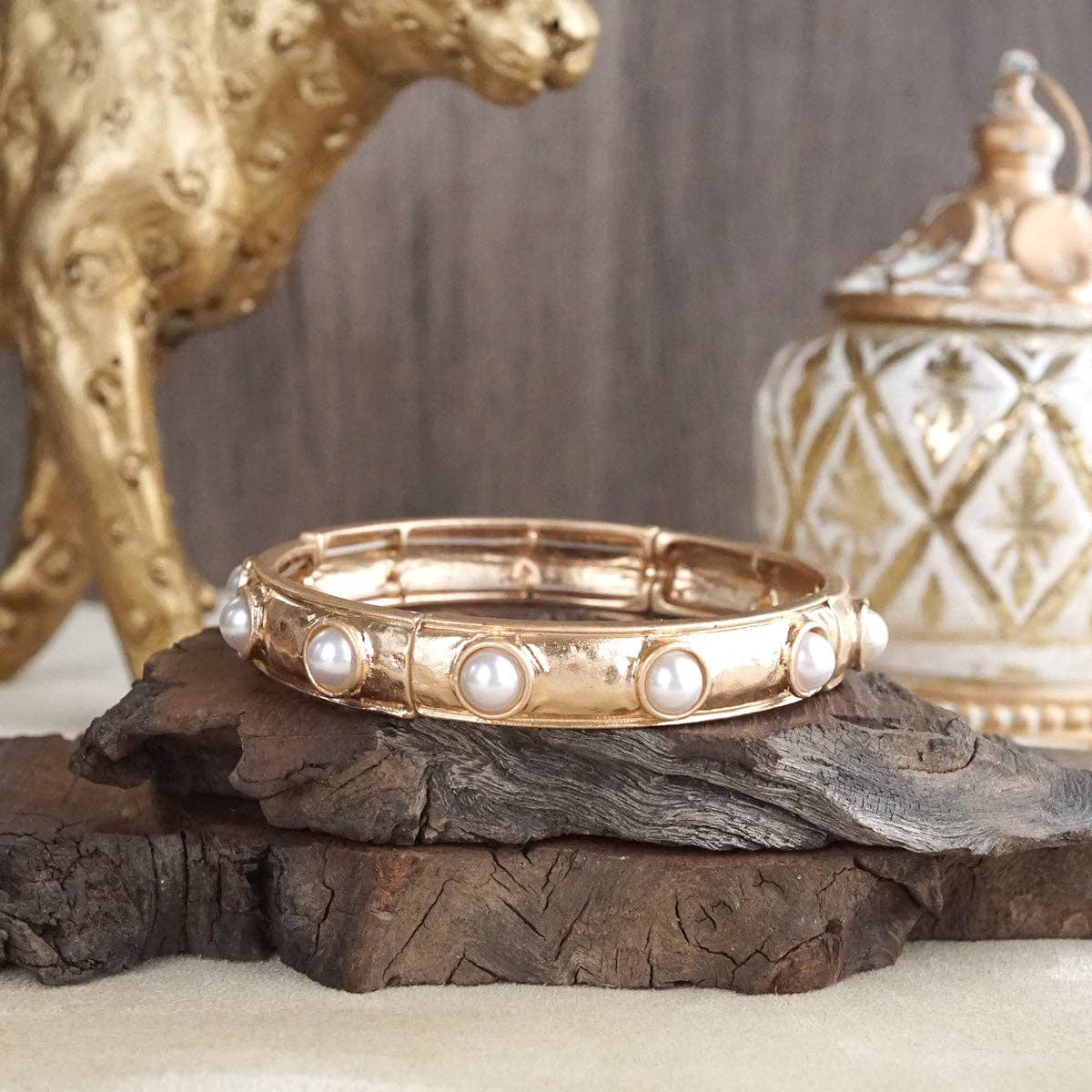 Timeless Charm – Slim Cabochon Eternity Bangle-Bracelets-PennyLine inc-Stuffology - Where Vintage Meets Modern, A Boutique for Real Women in Crosbyton, TX